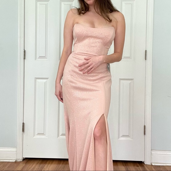 Glitter Side Slit Formal Prom Dress - Picture 2 of 7